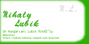 mihaly lubik business card